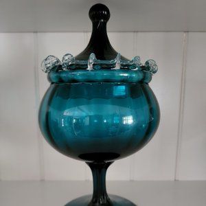 Mid century vintage  Murano Italian Empoli Apothecary Jar/Candy Dish